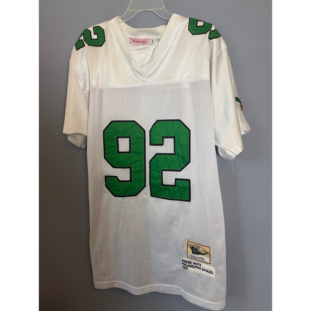 M&N Reggie White Philadelphia Eagles 1991 Throwback Jersey White Size 54